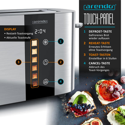 Arendo Level Touch Toaster 2 Scheiben Langschlitz Edelstahl