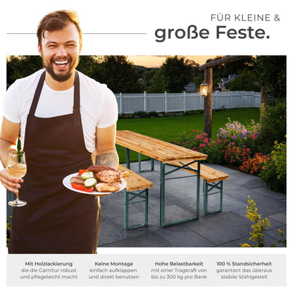 tectake Bierzeltgarnitur Klappbar Set - Tisch & 2 Bänke