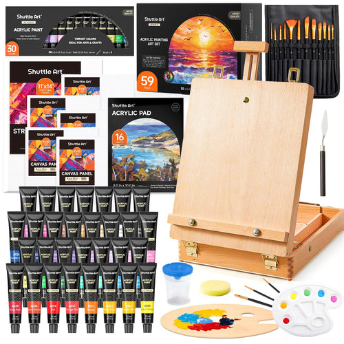 Shuttle Art Malkoffer Acrylfarben-Set – 59-teilig mit Staffelei