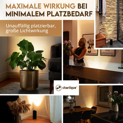 charlique® LED Uplight Spot Bodenstrahler - 2er Set Schwarz GU10