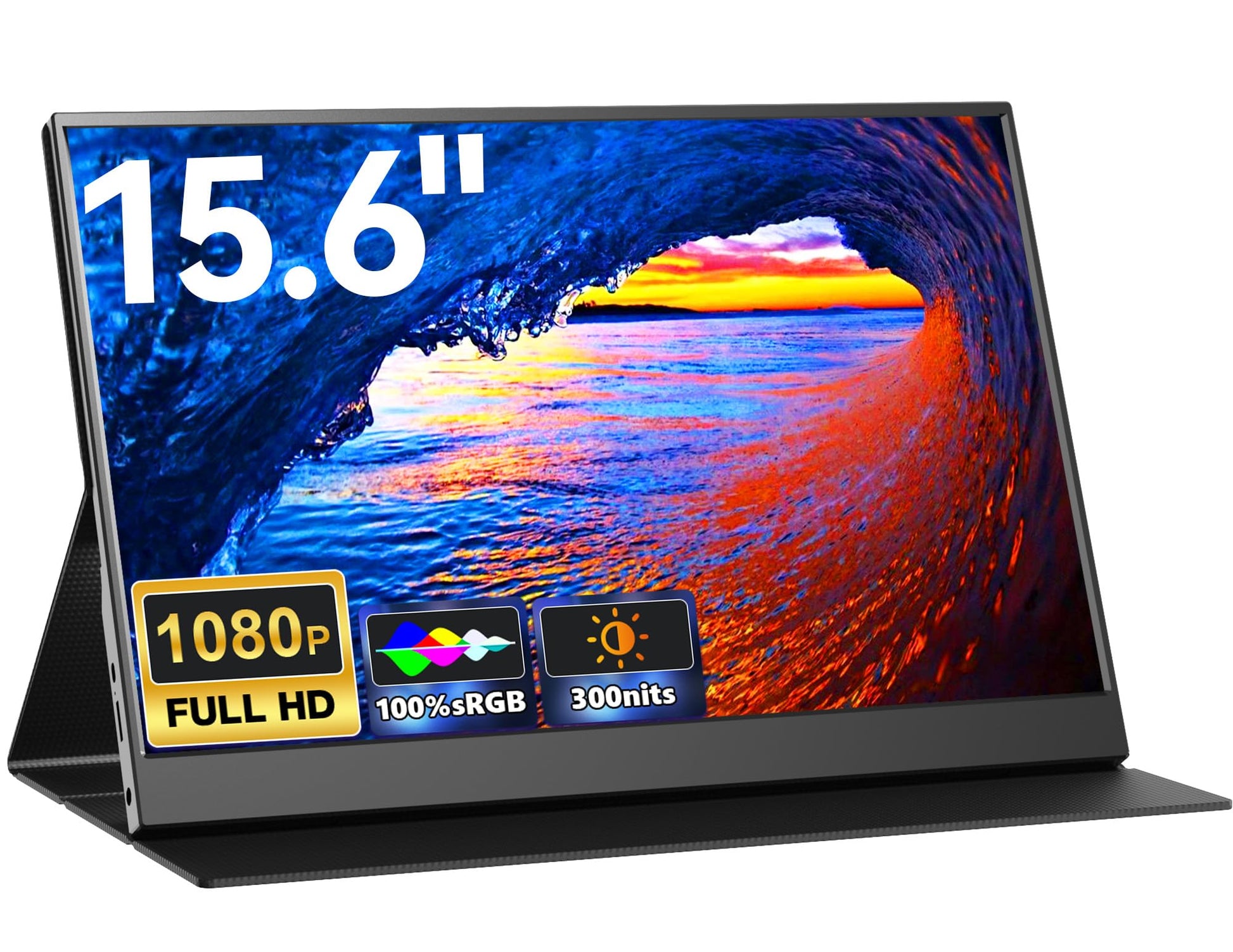 TechVision Tragbarer Monitor 15.6 Zoll Full HD IPS - USB-C. Flaches Rechteck. Zeigt mobil Inhalte via USB-C.