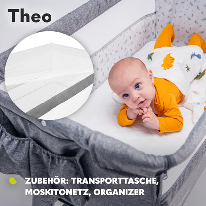 Lionelo Theo 2in1 Babybett Beistellbett Reisebett - Grau