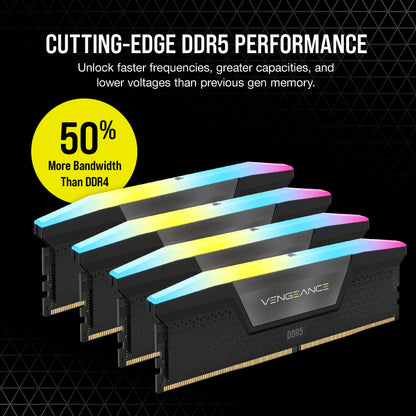 Corsair VENGEANCE RGB DDR5 RAM 64GB 6200MHz CL32 - Schwarz