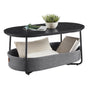 VASAGLE Couchtisch LCT222B56, oval, tintenschwarz, mit Korb. Für Getränke & Bücher im Wohnzimmer.