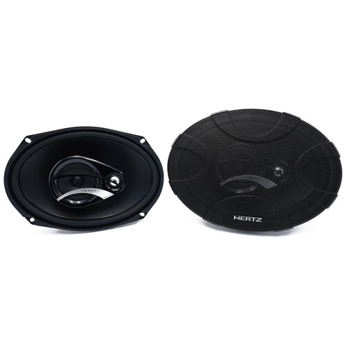 Hertz DCX 690.3 3-Wege Koaxiallautsprecher 6"x9", schwarzes, elliptisches Modell zur breitbandigen Musikwiedergabe im Fahrzeug.