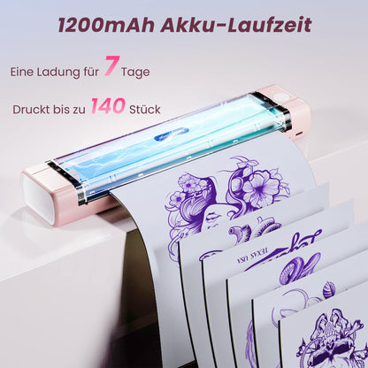 TATTMUSE A887 Tattoo-Drucker, Bluetooth Schablonendrucker, Rosa