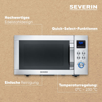 SEVERIN Crispy Wave 4-in-1 Mikrowelle – 25L Silber MW 7982