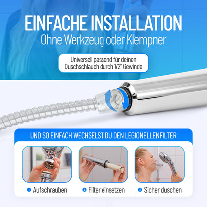 Legionellenfilter Duschkopf Safety für sicheres Duschen - Chrom