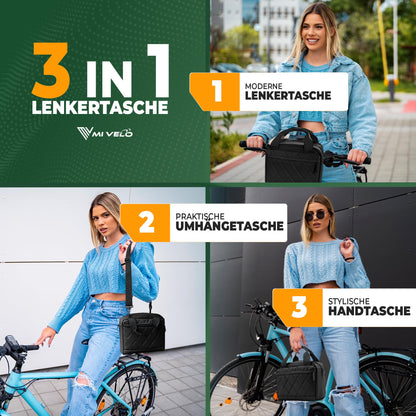 MIVELO Lenkertasche für KLICKfix – wasserabweisend, 7 L, schwarz