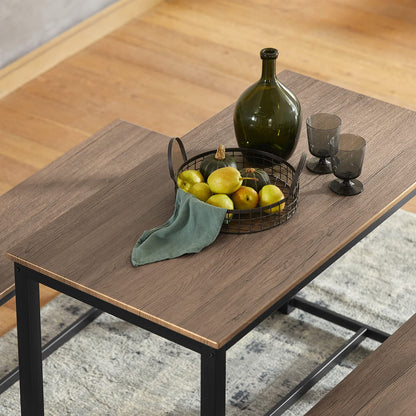 SoBuy OGT25-N Essgruppe – 3-teilig, Holztisch mit 2 Bänken