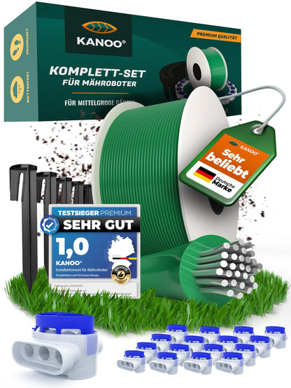 kanoo Mähroboter Begrenzungskabel Set, 150 m Kabel + 300 Erdnägel mit 20 Kabelverbindern