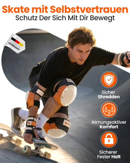SKATEWIZ Shield Schonerset Inliner Erwachsene, Sunrise Orange, M/L