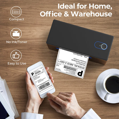 Nelko Bluetooth Versandetikettendrucker – Thermodrucker 4x6 Schwarz
