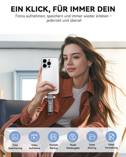 SUDEHO USB Stick 128 GB, 4-in-1 Speicherstick für iPhone, Schwarz