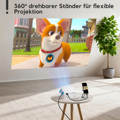 AKIYO O1 Mini Beamer mit Auto-Trapezkorrektur, 360° drehbar