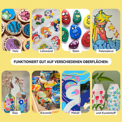 Arrtx Acrylstifte 120 Farben – Pinselspitze Wasserfest für Steine