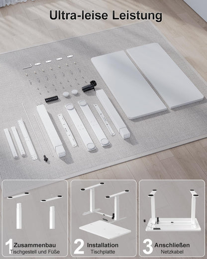 Airfish Schreibtisch höhenverstellbar elektrisch 80x60 cm weiss