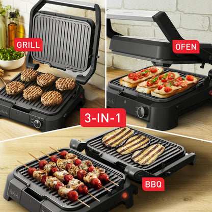 Tefal SuperGrill 3in1 Kontaktgrill - Schwarz Silber GC510DE0