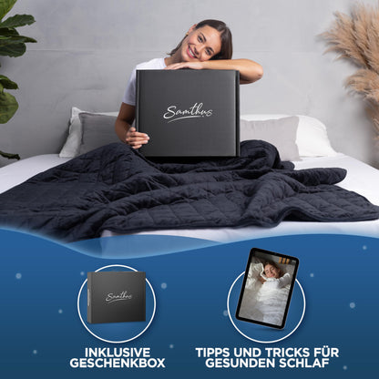 Samthus Gewichtsdecke Therapiedecke Sherpa 135x200cm 6kg - Schwarz