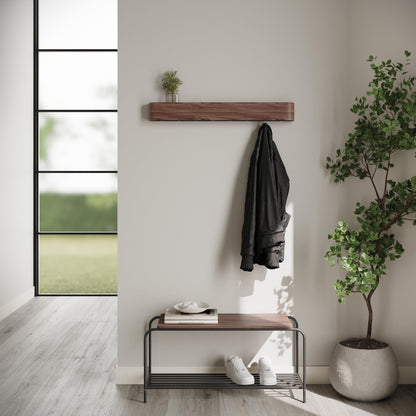 Kazai Toke Design-Wandgarderobe mit verdeckten Haken – Walnuss