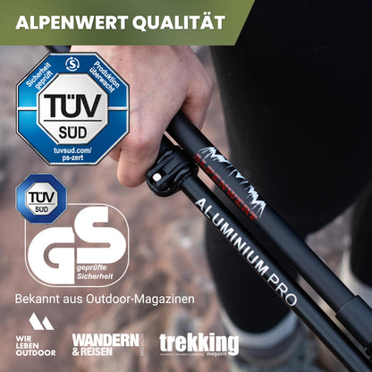 ALPENWERT Teleskop-Wanderstöcke aus Aluminium mit Korkgriff
