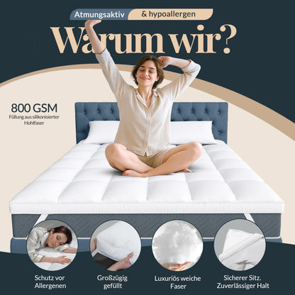 GMTEXTILES Matratzen-Topper – 140x200 cm, 5 cm Oeko-TEX