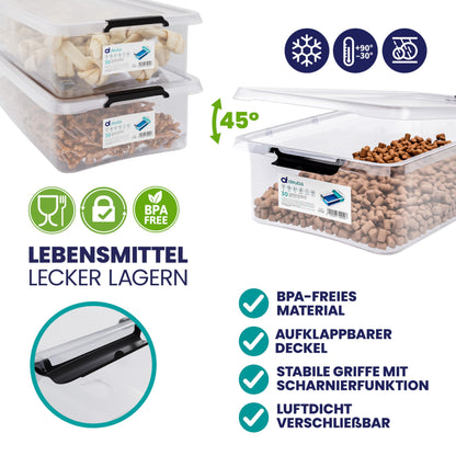 Deuba® RB60 Aufbewahrungsboxen - 6x 30l transparent mit Rollen