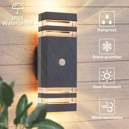 CELAVY LED GU10 Up Down Aussenleuchte mit Bewegungsmelder Anthrazit