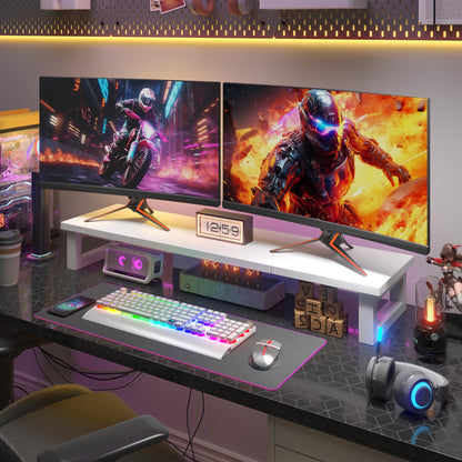 OYRREU Monitorerhöhung Schreibtisch für 2 Monitore, 91 x 26 cm, Weiss