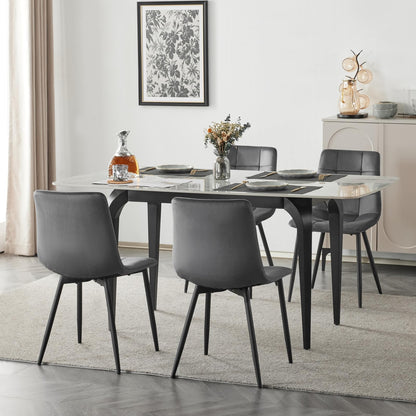 EUGAD Esszimmerstühle 4er Set gepolstert Samt – dunkelgrau