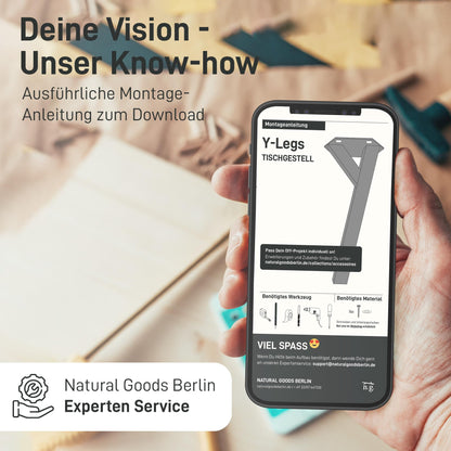 Natural Goods Berlin Y Legs Tischbeine 4er Set - Schwarz 72 cm