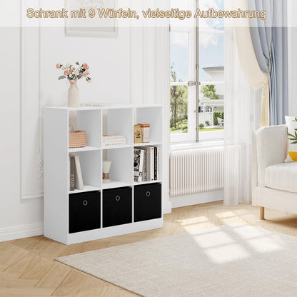 WOLTU Bücherregal SK041ws – 9 Fächer, 3 Schubladen Weiss