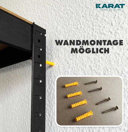 KARAT Schwerlast-Steckregal 2er Set 180x90x40cm Schwarz