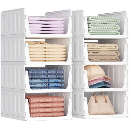 Lifewit Aufbewahrungsbox 8er-Set, stapelbar, ausziehbar, 42 cm tief – Körbe aus PP-Kunststoff zur Kleideraufbewahrung