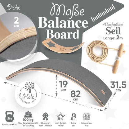 Kids Woody Star Balance Board Kinder Wackelbrett Holz 80x30cm