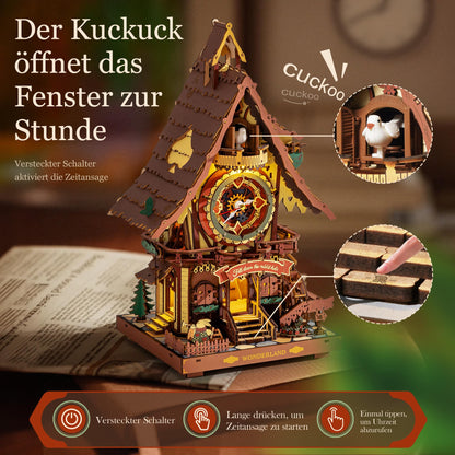 ROBOTIME 3D Puzzle Kuckucksuhr LC901C, Holz-Modellbausatz