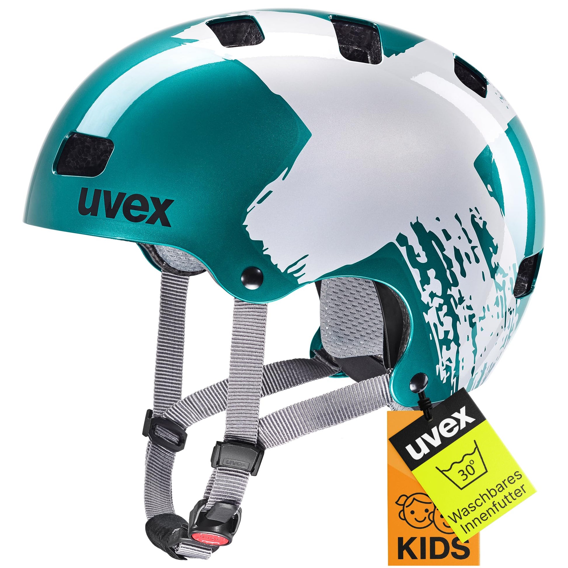 uvex kid 3 Velohelm für Kinder Teal-Silver 51-55 cm, Hartschalenhelm mit 10 Belüftungsöffnungen