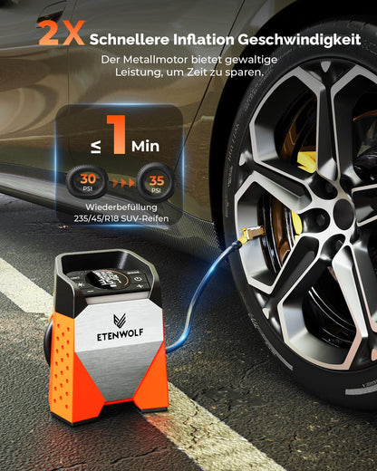 ETENWOLF ZEPHYR S3 Elektrische Luftpumpe, 160 PSI, 7800 mAh