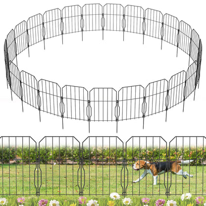 WELDUN Gartenzaun Metall Steckzaun, 25 Paneele, 775 cm – schwarzer Gitterzaun als Beeteinfassung