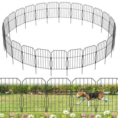 WELDUN Gartenzaun Metall Steckzaun, 25 Paneele, 775 cm – schwarzer Gitterzaun als Beeteinfassung