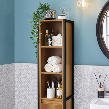 SoBuy BZR62-PF Badezimmer-Hochschrank Vintage – 3 Fächer, 1 Tür