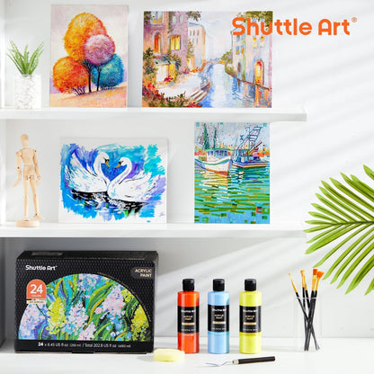 Shuttle Art Acrylfarben Set, 24 Farben à 250 ml, wasserfest
