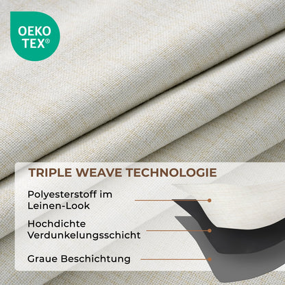 INOVADAY Verdunklungsvorhang Thermo 2er-Set Hellbeige 245 x 140 cm
