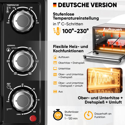 Stillstern CYCLONE PRO+ Minibackofen 25L Umluft Airfryer