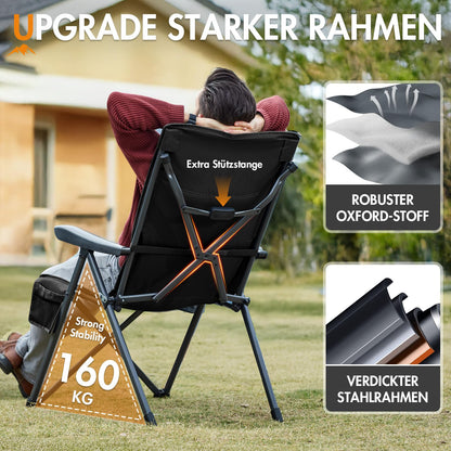 PORTAL Campingstuhl Faltbar – Rücken verstellbar, 160kg Alu