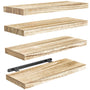 Pipishell Wandregal Holz 40 cm, 4er-Set Schweberegale, Hellbraun – rechteckige Regalböden aus Paulownia-Holz