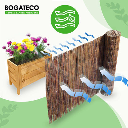 BOGATECO Weidenmatte Sichtschutzzaun 120 x 500 cm aus Korbweide