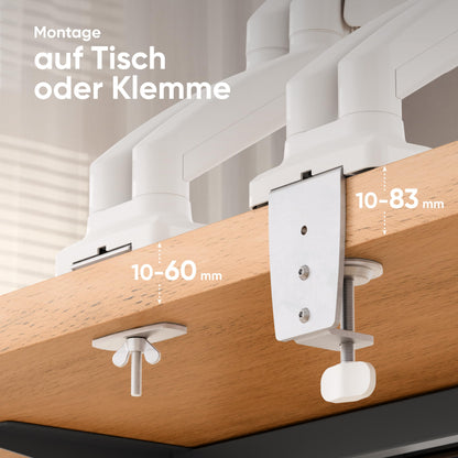 ONKRON G160 Dual Monitor Halterung Gasdruckfeder - Weiss