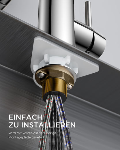 FORIOUS Küchenarmatur L-Form Ausziehbar - Polierter Chrom