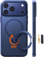TORRAS Ostand Q3 Spin Handyhülle für iPhone 17 Pro Max, Blau mit matter Rückseite und 360° Ständer-Ring